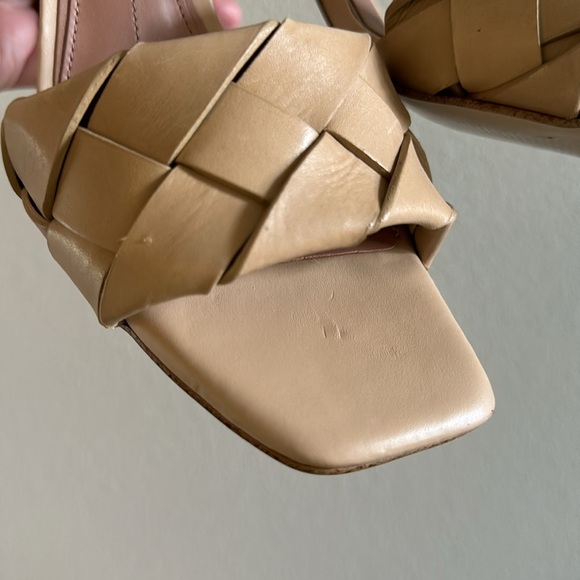 Gianni Bini Women's Alonia Square Toe Woven Tan
Leather Heeled Sandals - Picture 6 of 8